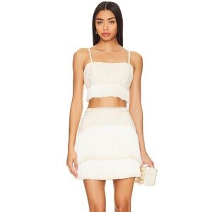 $900 Revolve PatBo Lace Fringe Crop Top & Skirt Set